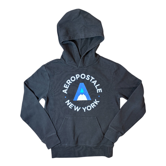 Aeropostale New York Men's Small Black Graphic Print Hoodie Pullover Sweatshirt - Picture 1 of 4